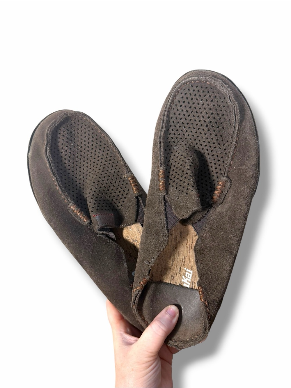 Olukai Moloa Kohana Mens Suede Casual Slip On Brown Shoes Size 10